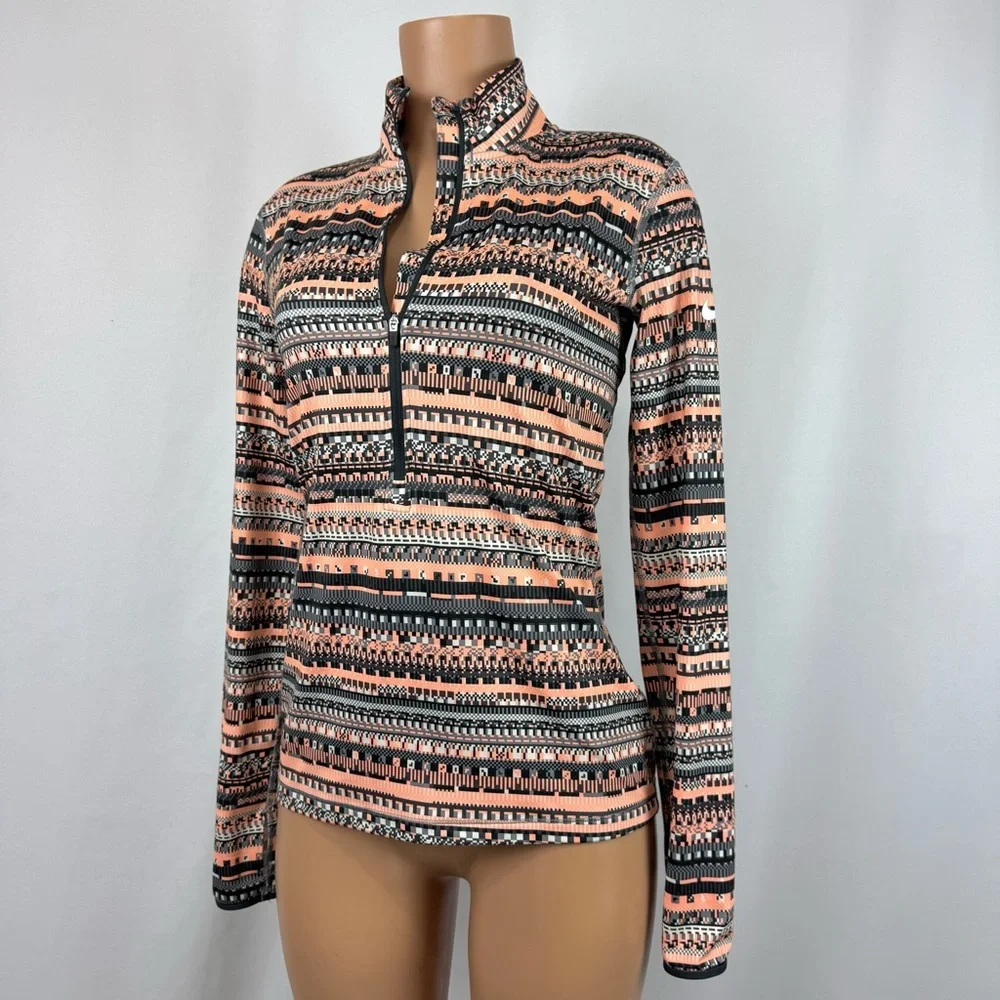 Nike Pro Dri-Fit Hyperwarm Aztec Print 1/2 Zip Pullover Women’s M Fleece Lined